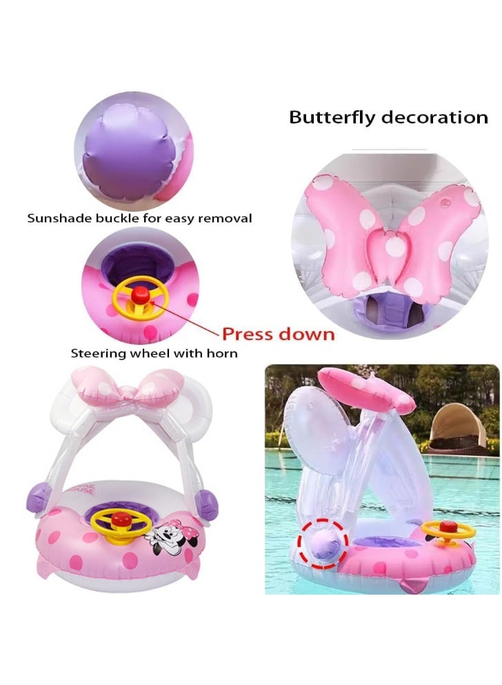 تابيت عوامة حمام سباحة للأطفال، قارب عائم لحمام السباحة مع مظلة واقية من الشمس، عوامة حمام سباحة قابلة للنفخ، حلقة يخت، مظلة، مقعد تدريب سباحة قابل للنفخ للأولاد والبنات، هدية مثالية لحفلات الصيف الخارجية - Image 2